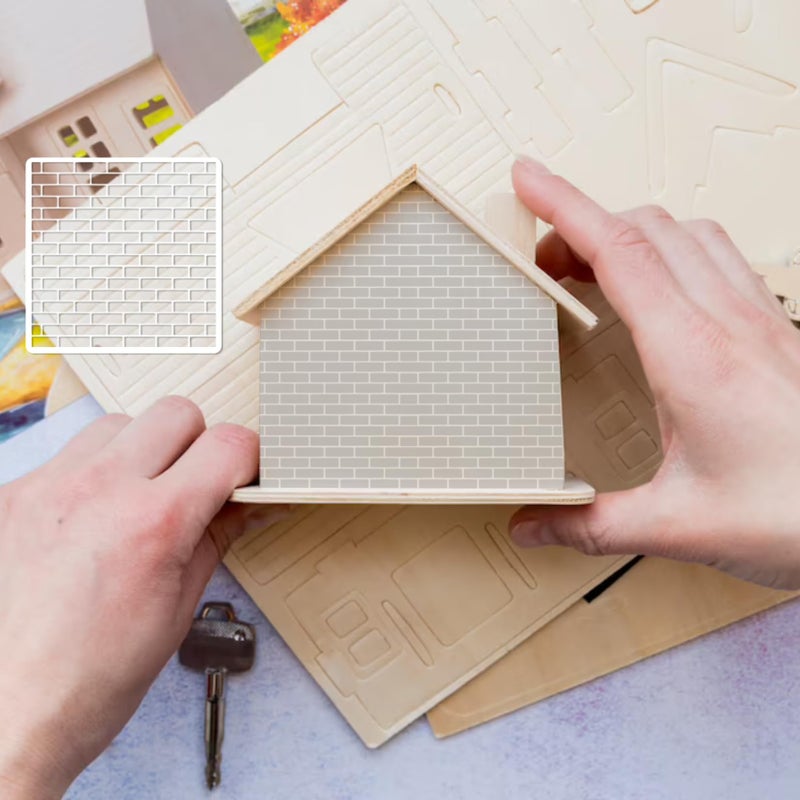Boqon 12 Pieces Brick Stencil Template  6"" x 6"" Brick Wall Stencil Reusable Crafts Stencils for DIY Crafts Cookie Cake Art Journaling Scrapbooking Card Making Airbrushing Painting or Mixed Media (12-Brick) - Image 4